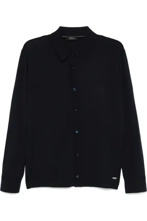 BRIONI Homme, Tops, Bleu, Taille: M Chemise Polo à Manches Longues Bleue