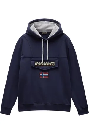 Napapijri Homme, Sweatshirts et sweats à capuche, Bleu, Taille: M Pull à Capuche Bleu Hiver