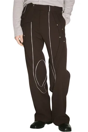 Kiko Kostadinov Homme, Pantalons, Brun, Taille: L Stud Embellished Twill Chalice Pants