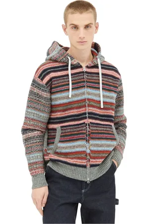 JUNYA WATANABE Homme, Pulls, Multicolore, Taille: M Cardigan à Capuche Rayé en Laine