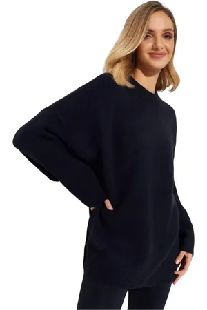 Free People Femme, Pulls, Bleu, Taille: 38 FR Pull en Tricot Bleu Marine à Col Rond