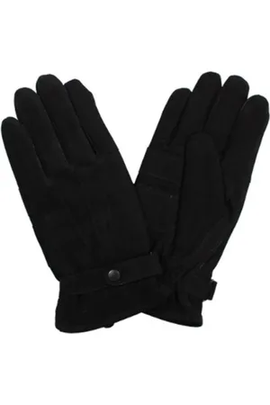 Barbour Unisex, Accessoires, Noir, Taille: ONE Size Gants en Daim Noir avec Doublure Thermique