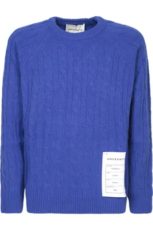 AMARANTO Amaránto, Homme, Pulls, Bleu, Taille: M Pull Tressé Bleu Électrique