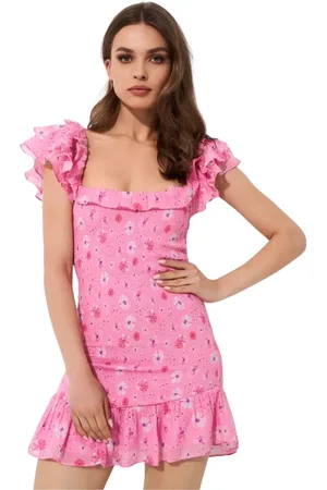 LOVESHACKFANCY Femme, Robes, Rose, Taille: 40 FR Robe Mini Florale Style Kodie