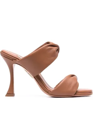 Aquazzura Femme, Chaussures, Brun, Taille: 40 EU Élégantes Sandales à Talons Hauts en Cuir Marron