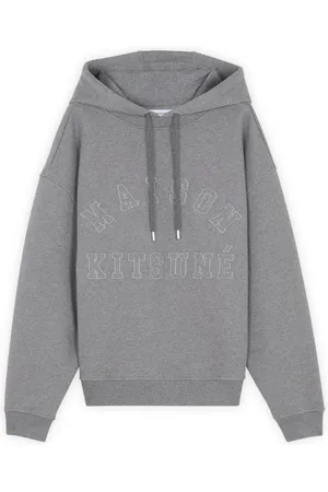 Maison Kitsuné Homme, Sweatshirts et sweats à capuche, Gris, Taille: L Sweat à Capuche Varsity en Coton Imprimé