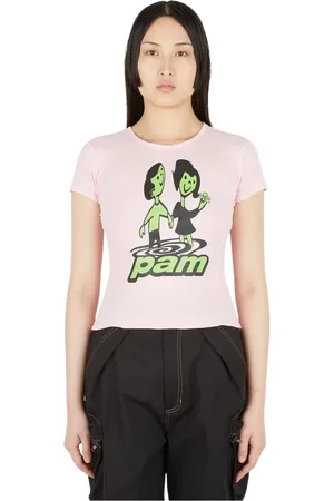 P.A.M Femme, Tops, Rose, Taille: 36 FR T-shirt en Coton à Imprimé Graphique