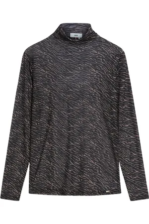 Cinque Femme, Tops, Noir, Taille: 38 FR Haut à Manches Longues en Maille Imprimé Zèbre