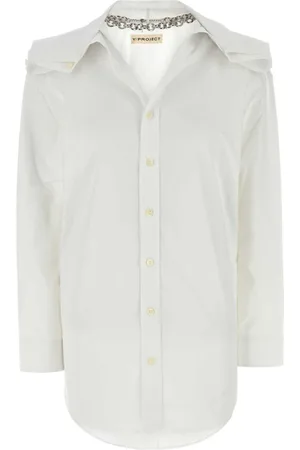 Y / PROJECT Femme, Blouses et Chemises, Blanc, Taille: 38 FR Chemise Popeline Blanche Style Classique