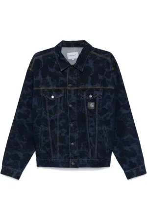 Carhartt Homme, Vestes, Bleu, Taille: L Veste en denim Indigo Camo