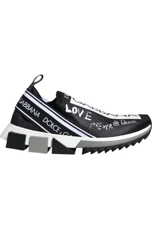 Dolce & Gabbana Femme, Chaussures, Noir, Taille: 36 1/2 EU Noir Blanc Sorrento Baskets Semelle en Caoutchouc