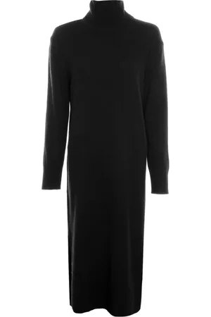 Drykorn Femme, Robes, Noir, Taille: 42 FR Robe en Tricot à Col Roulé avec Fentes