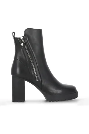 Cult Femme, Chaussures, Noir, Taille: 37 EU Bottes Noires en Cuir pour Femme
