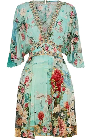 Camilla Femme, Robes, Bleu, Taille: 40 FR Robe en soie avec ornements en cristal