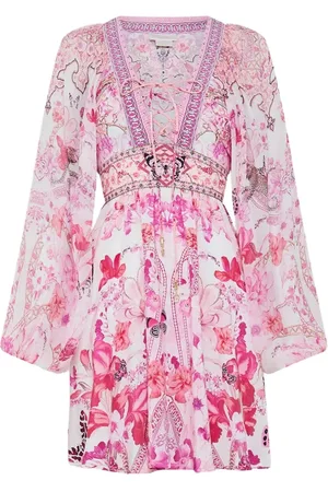 Camilla Femme, Robes, Rose, Taille: 38 FR Robe Courte à Lacets Botanical Novella