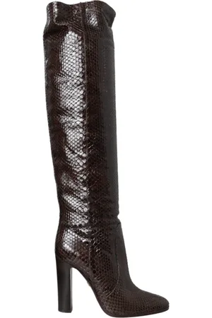 Dolce & Gabbana Femme, Chaussures, Brun, Taille: 36 EU Bottes Talons Hauts en Cuir Exotique
