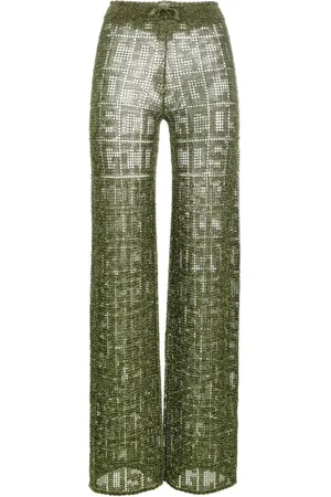 GCDS Femme, Pantalons, Vert, Taille: 36 FR Pantalon Casual Monogramme Multicolore