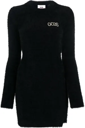 GCDS Femme, Robes, Noir, Taille: 40 FR Robe Décontractée Noire à Manches Longues