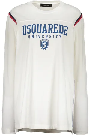 Dsquared2 Femme, Tops, Blanc, Taille: 38 FR T-shirt en coton avec encolure côtelée