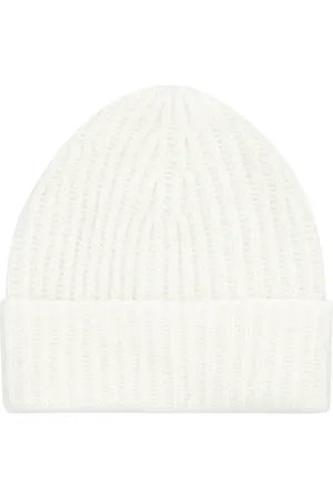 Malo Homme, Accessoires, Blanc, Taille: ONE Size Bonnet Beanie en Cachemire Côtelé