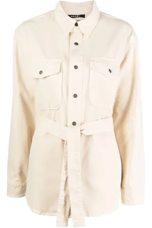KSUBI Femme, Vestes, Blanc, Taille: 42 FR Blanc Coton Voyager Shacket Mallow