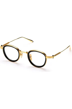 AKONI Homme, Accessoires, Jaune, Taille: ONE Size Élégantes Lunettes Rondes Or Noir Cristal