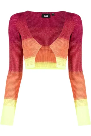 GCDS Femme, Pulls, Multicolore, Taille: 42 FR Cardigan Mini Dégradé en Lurex Rose