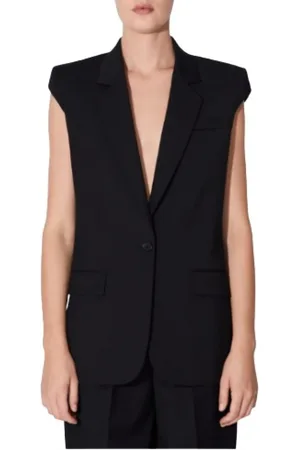 BARBARA BUI Femme, Vestes, Noir, Taille: 42 FR Gilet sans Manches en Laine Noire Mode