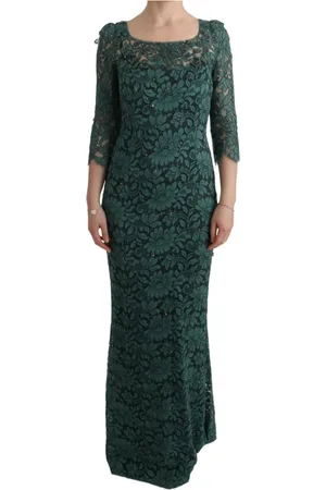 Dolce & Gabbana Femme, Robes, Vert, Taille: 38 FR Robe Crayon Verte Ornée de Cristaux