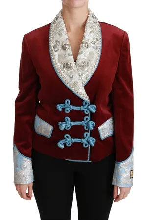 Dolce & Gabbana Femme, Vestes, Rouge, Taille: 40 FR Blazer Baroque Rouge Opulent