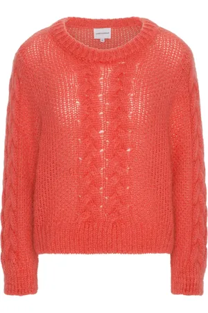 American Dreams Femme, Pulls, Rouge, Taille: 44 FR Pull en Tricot de Câble Rouge Corail