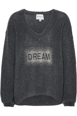 American Dreams Femme, Pulls, Gris, Taille: 40 FR Pull en Cristal Rêve Col en V