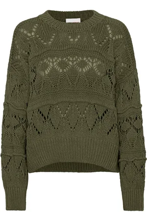 American Dreams Femme, Pulls, Vert, Taille: 40 FR Pull en Coton Vert avec Motif Original