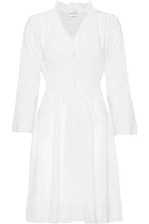 American Dreams Femme, Robes, Blanc, Taille: 40 FR Robe Courte Blanche à Taille Smockée