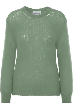 American Dreams Femme, Pulls, Vert, Taille: 42 FR Pull en Tricot Doux en Vert Poussière