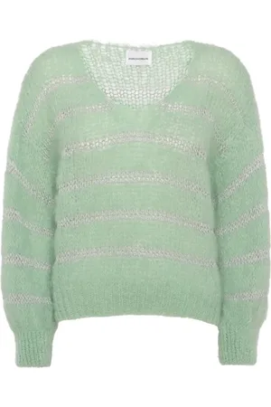 American Dreams Femme, Pulls, Vert, Taille: 40 FR Pull en Mohair Vert avec Détails en Lurex