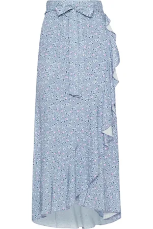 American Dreams Femme, Jupes, Bleu, Taille: 42 FR Jupe Portefeuille Florale avec Volants