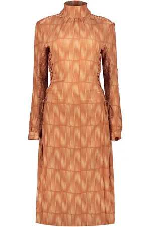 Low Classic Femme, Robes, Brun, Taille: 38 FR Robe Imprimée Élégante avec Col Montant