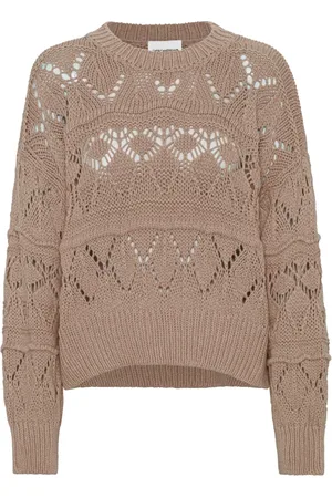 American Dreams Femme, Pulls, Brun, Taille: 40 FR Pull en Coton avec Motif Original