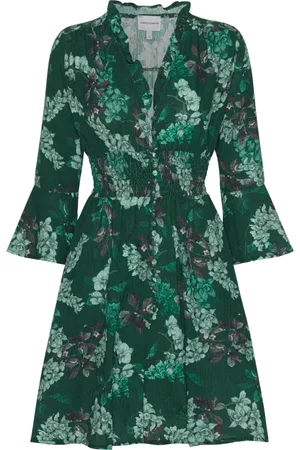 American Dreams Femme, Robes, Vert, Taille: 36 FR Robe Courte Fleur Verte Sally