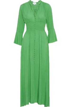 American Dreams Femme, Robes, Vert, Taille: 38 FR Robe Longue Vert Émeraude avec Taille Élastique