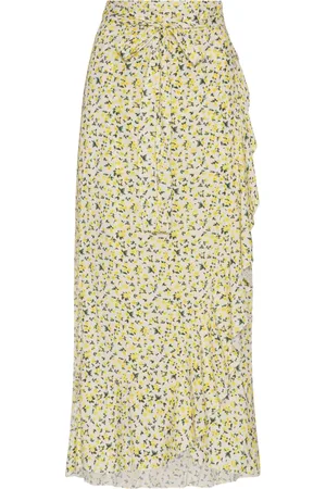 American Dreams Femme, Jupes, Jaune, Taille: 44 FR Jupe portefeuille fleurie pour les jours dété