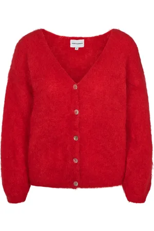 American Dreams Femme, Pulls, Rouge, Taille: 42 FR Cardigan Cornelia inspiré du batik en rouge Lipstick