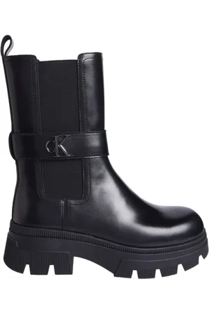 Calvin Klein Femme, Chaussures, Noir, Taille: 39 EU Chunky Combat Chelsea Bottines