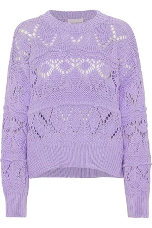 American Dreams Femme, Pulls, Violet, Taille: 38 FR Pull Lilas en Coton avec Motif Original