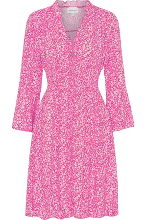 American Dreams Femme, Robes, Rose, Taille: 38 FR Robe Courte Fleur Rose Taille Élastique