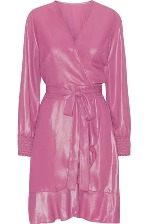 American Dreams Femme, Robes, Rose, Taille: 42 FR Robe Brillante avec Taille Smockée