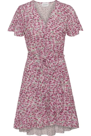 American Dreams Femme, Robes, Violet, Taille: 40 FR Robe Portefeuille Florale avec Volants