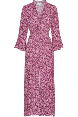 American Dreams Femme, Robes, Violet, Taille: 44 FR Robe Florale avec Taille Élastique et Découpe