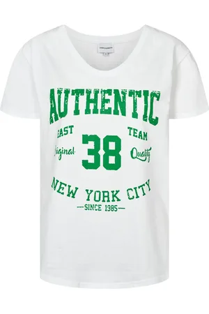 American Dreams Femme, Tops, Blanc, Taille: 40 FR T-shirt en coton authentique avec impression graphique